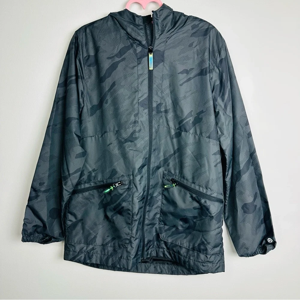 Champion Kids' Black Camouflage Raincoat Water Resistant Tilted Camo Size Large